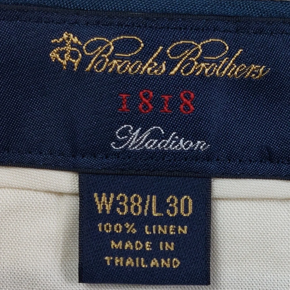 Brooks Brothers Baird McNutt 1818 Madison Pants Mens 38x30 (38x26.5) Tan Linen